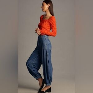 Anthropologie Pilcro Wharfside High Rise Denim Jogger Pant Size 27 NEW NWT